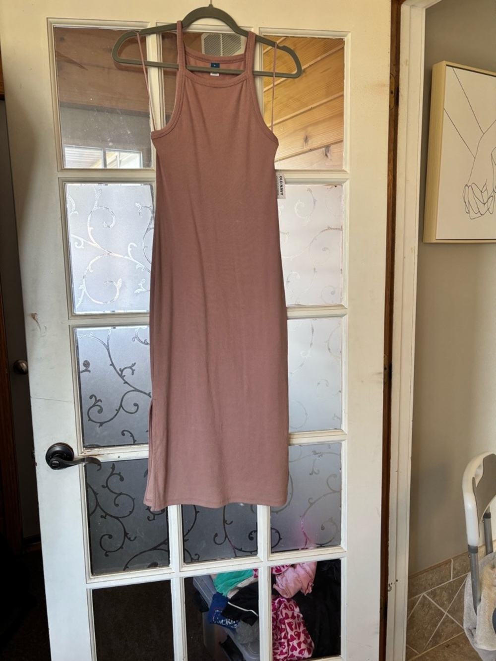Old Navy Mauve Ribbed Tank Midi Dress